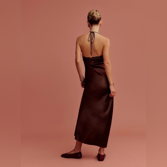 Reformation Aara silk dress in mahogany - Picture 2 of 4